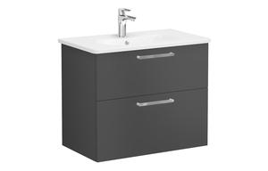 VitrA Zentrum 80cm 2 Drawer W/H Washbasin Unit - Matt Storm Grey